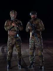 soldiers squad in night mission