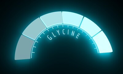 Obraz premium The Glycine measuring device. Sign tachometer, speedometer, indicator. 3D rendering. Neon shine scale