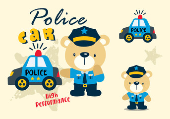 Cartoon bear vector with police character