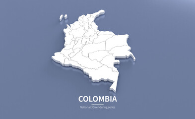 Colombia Map 3d. National map 3D rendering set in American continent.