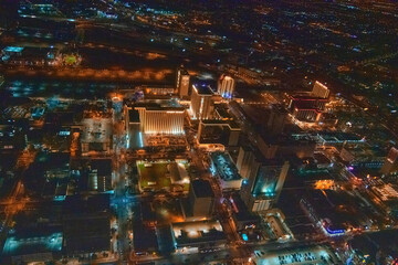 Aerial view of The Strip at night, Las Vegas, Nevada, USA