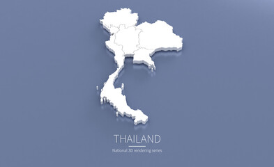 Thailand Map 3d. National map 3D rendering set in Asia continent.