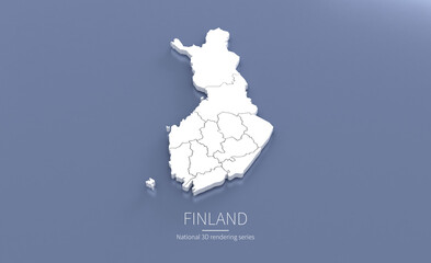 Finland Map 3d. National map 3D rendering set in Europe continent. © Tuna salmon