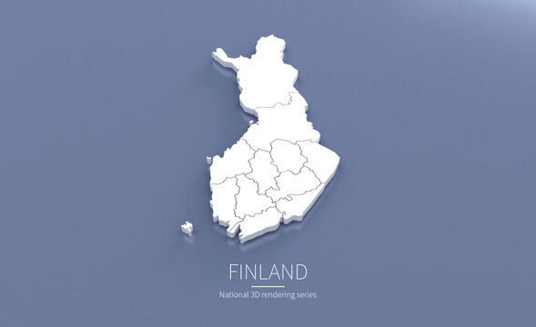 Finland Map 3d. National map 3D rendering set in Europe continent.