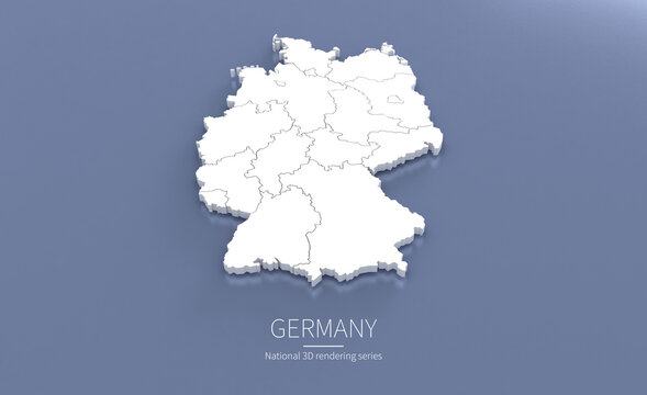 Germany Map 3d. National map 3D rendering set in Europe continent.