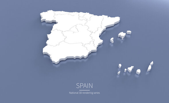Fototapeta Spain Map 3d. National map 3D rendering set in Europe continent.
