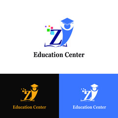 Z Initial letter for Education/Academy business logo template with Toga hat cap and children. Startup technology education