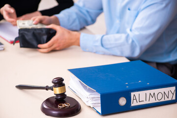 Young couple divorcing in alimony concept