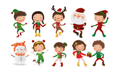 Christmas character collection, vector illustration
