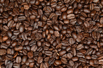 Fototapeta premium Coffee beans, high texture and definition of whole bean coffee