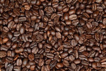 Coffee beans, high texture and definition of whole bean coffee