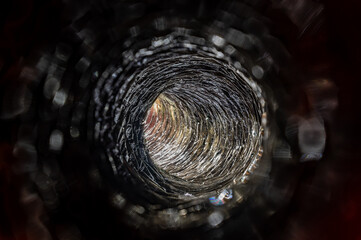 Focus stacked image of inside interior of a flexible HVAC duct line