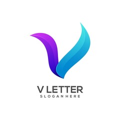 V letter logo design colorful gradient vector