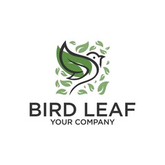 Fototapeta premium Minimalist bird and leaf logo
