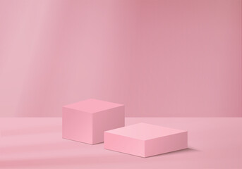 Podium 3d abstract minimal scene with geometric platform. cylinder background vector 3d rendering with podium. stand for cosmetic products. Stage Showcase on pedestal modern 3d studio pink pastel