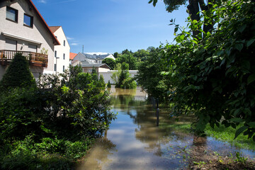 Obraz na płótnie Canvas View of a street in Meissen during the 2013 floods