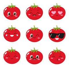 Cute happy red tomato character