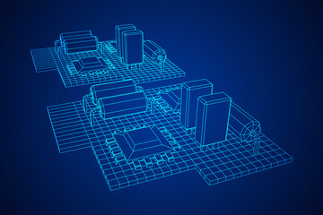 Circuit board. Electronic computer components motherboard.