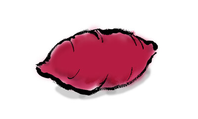 余白のある　焼き芋　サツマイモの手描きイラスト