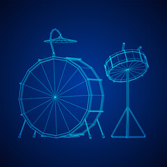 Musical instruments set. Rock band drum kit. Percussion musical instrument