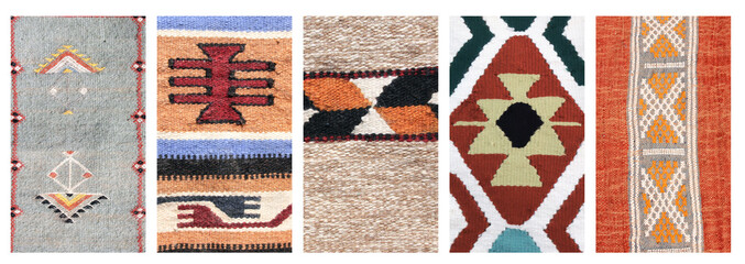 Set of banners with textures of berber traditional wool carpets