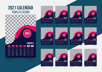 Calendar 2021 template design vector file