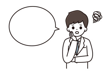 考える男性薬剤師のイラスト