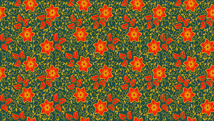 A Background Illustration of Flower and Foliage Patterns