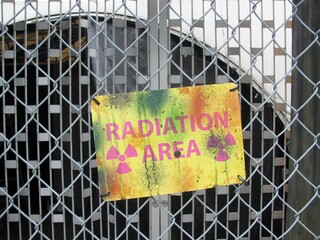 Radiation Area Warning Sign on the fence