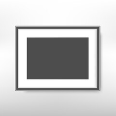 Black picture frame. Realistic empty black picture frame mockup. Vector