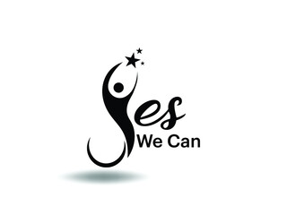 Yes wen can Icon Vector illustration. Neurology symbol. Calligraphic simple logo sign, emblem isolated on white background with shadow, Flat style for graphic and web design. EPS10 black pictogram.
