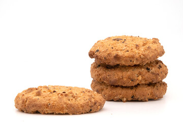 homemade oatmeal cookies isolated on white background
