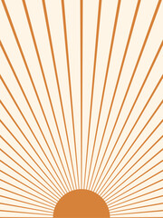 Abstract sun. Contemporary  geometric composition. Boho wall decor. Mid century art print.  © Anastasia