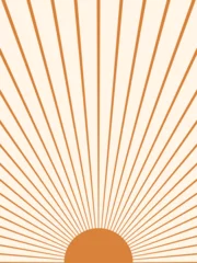 Abstrakte Sonne. Zeitgenössische geometrische Komposition. Boho-Wanddekoration. Kunstdruck aus der Mitte des Jahrhunderts. © Anastasia
