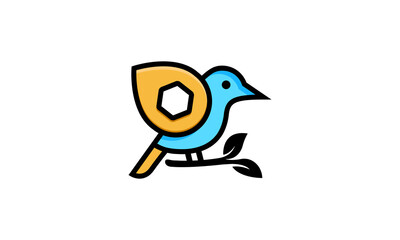 Creative Vector Illustration Logo Design. Combination Flying Bird with Location Wing Logo Concept.