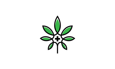 Creative Vector Illustration Logo Design. Medical Health Cannabis Hemp Logo Concept.