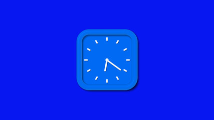 Amazing aqua color square 3d wall clock isolated on blue background