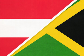 Austria and Jamaica, symbol of national flags from textile.