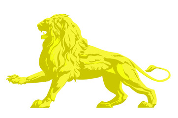 Gold lion isolated on white background
