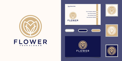Naklejka premium flower rose logo minimalist