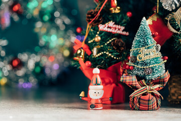 Christmas Background Of Defocused Lights With Decorated Tree