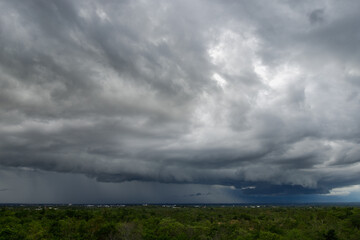 Storm clouds with the rain. Nature Environment Dark huge cloud sky black stormy cloud