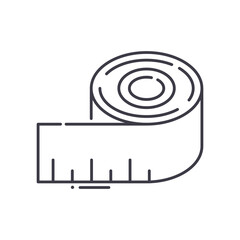 Measuring tape icon, linear isolated illustration, thin line vector, web design sign, outline concept symbol with editable stroke on white background.