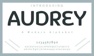 Audrey font. Minimal modern alphabet fonts. Typography minimalist urban digital fashion future creative logo font. vector illustration