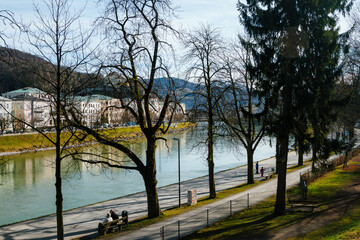 Winter cityscape in Salzburg, Austria
