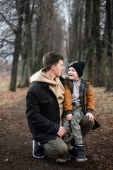 a little boy tells what happened, and the father listens carefully to his son