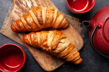 Tea and croissants for breakfast