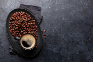 Espresso coffee and roasted beans