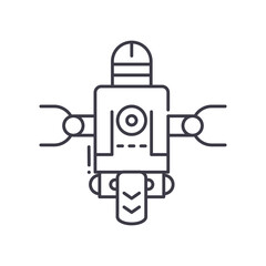 Personal robot icon, linear isolated illustration, thin line vector, web design sign, outline concept symbol with editable stroke on white background.