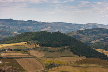 View of the cultivated field in the Sperlinga countryside, Sicily